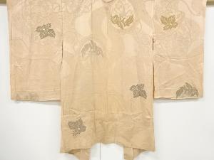 アンティーク　紋錦紗鶴に桐模様織り出し漆一つ紋羽織